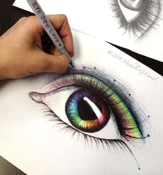 Красивые рисунки фломастерами глаза