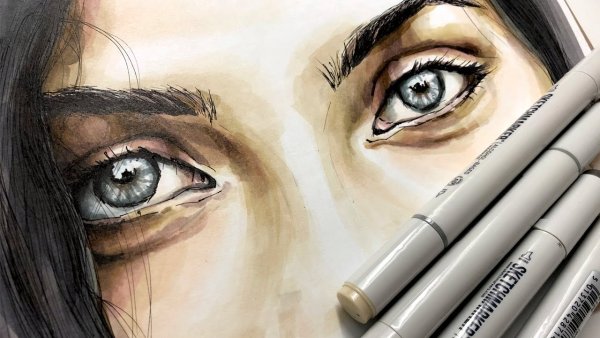 Скетчинг глаза маркерами