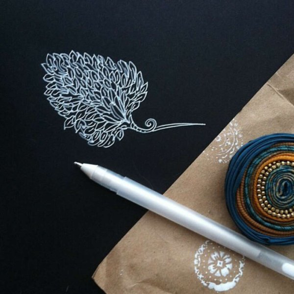 Рисунки чёрной гелевой ручкой