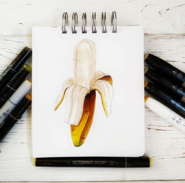 Банан рисунок маркерами