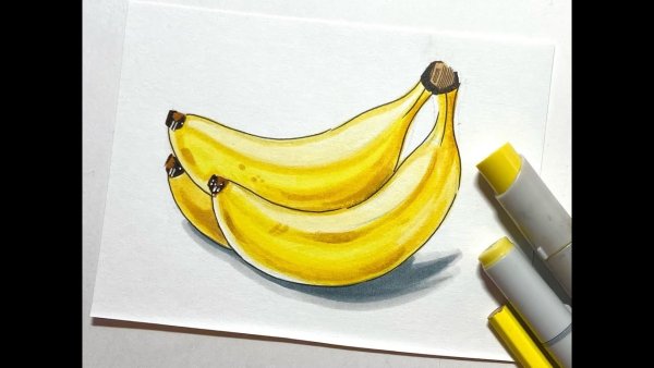 Рисунок банана фломастерами