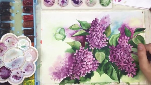 Сирень акварелью мастер класс