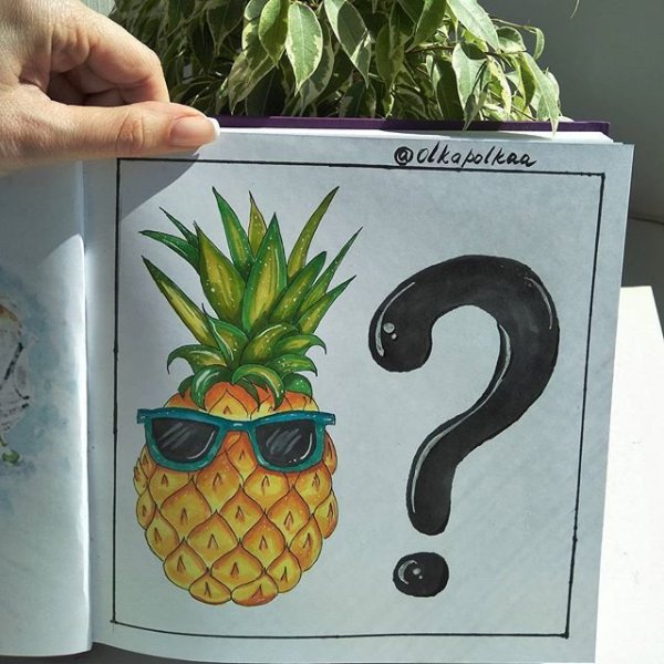 Ананас скетч маркерами