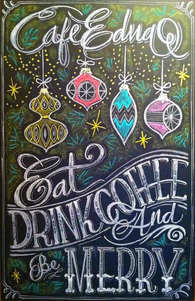 Новогодние надписи на грифельной доске