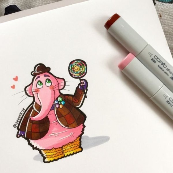 Персонажи мультиков маркерами