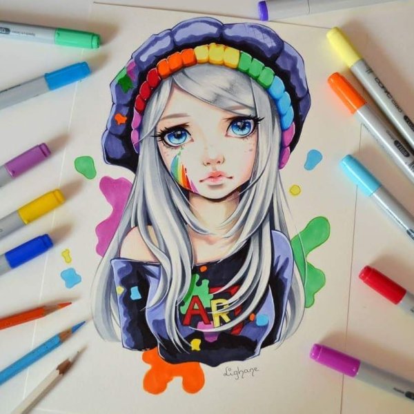 Стильные рисунки маркерами