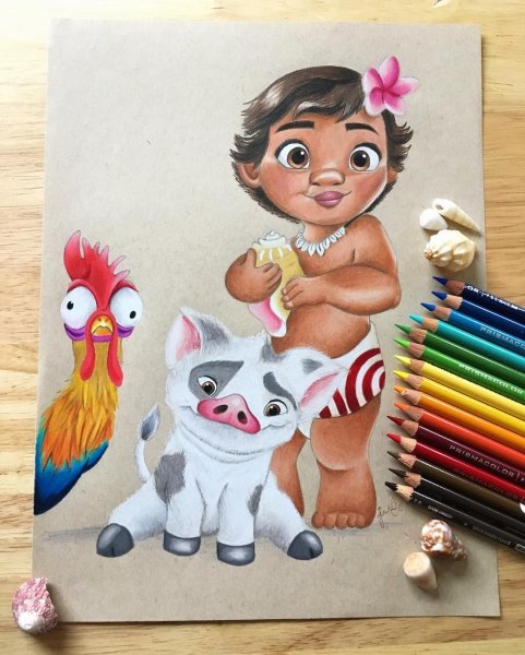 Диснеевские персонажи маркерами