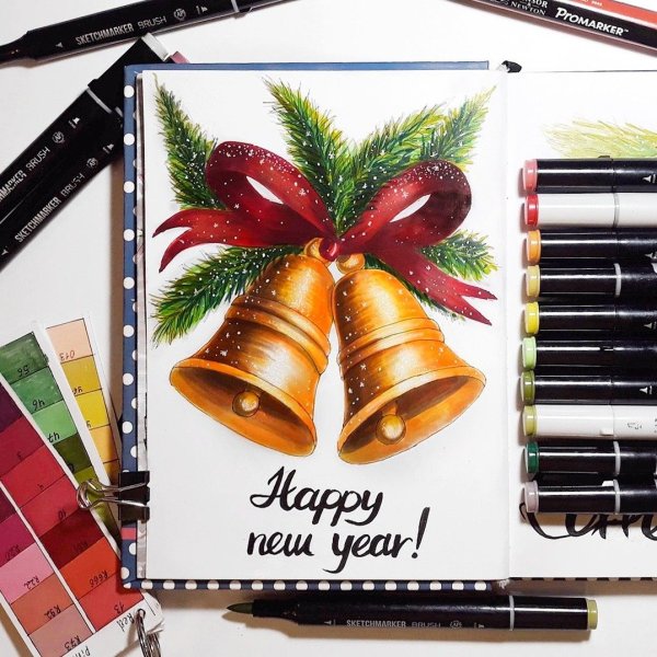 Новый год маркерами