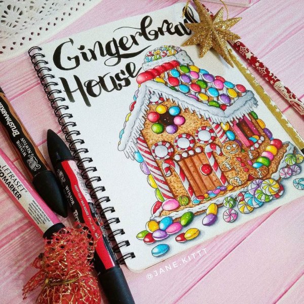 Новогодние иллюстрации маркерами