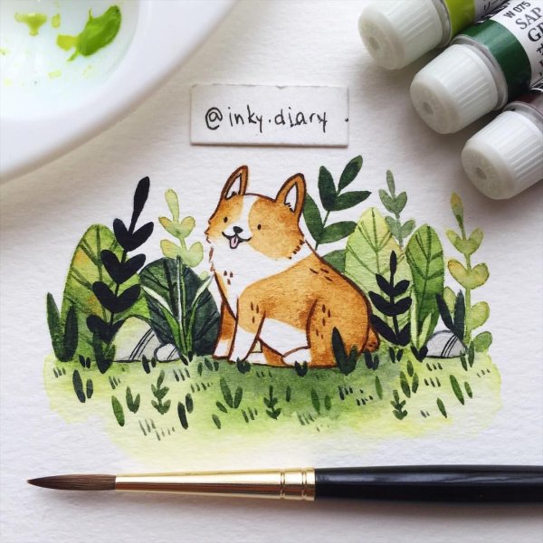 Собака скетч маркерами