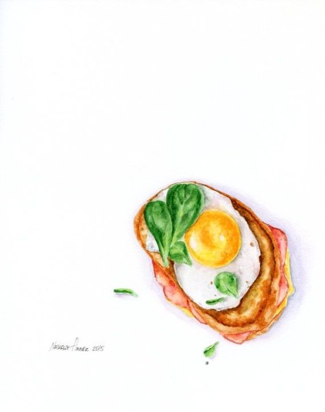 Яичница акварелью нарисовать