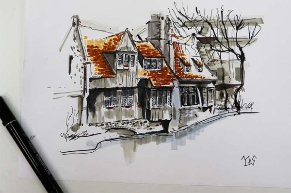 Маркеры для скетчинга 80 цветов со скетчем