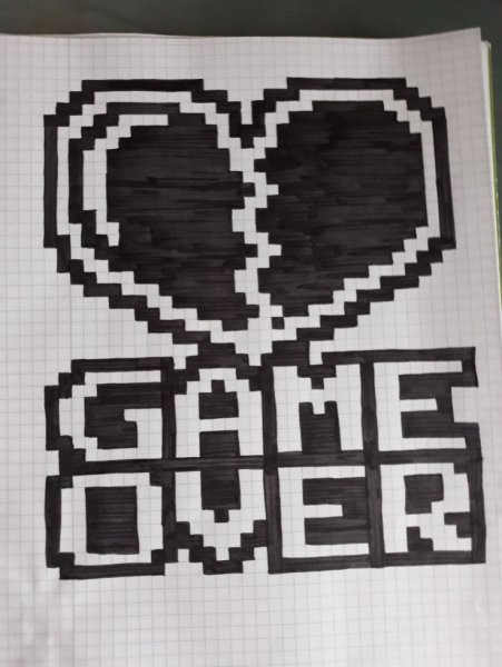 Рисунки в клеточку чёрным фломастером