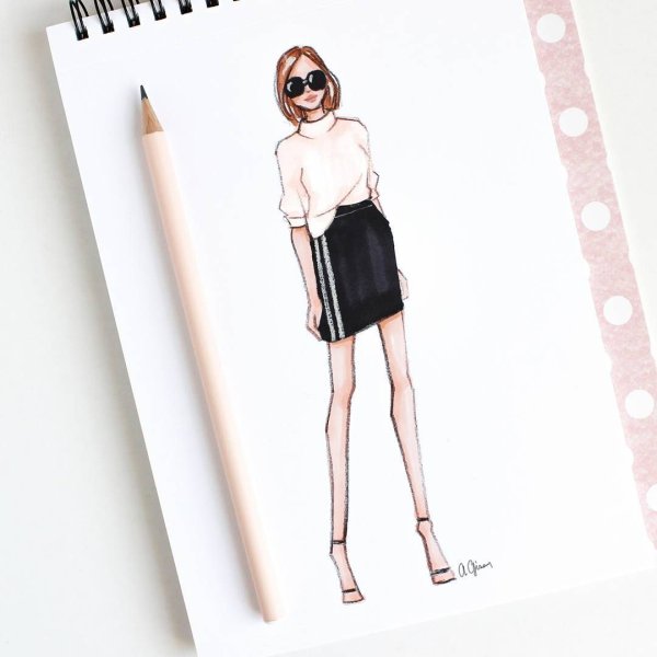 Рисунки в скетчбук девушки в полный рост