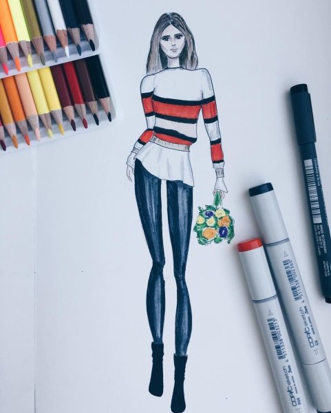 Наброски людей тушью