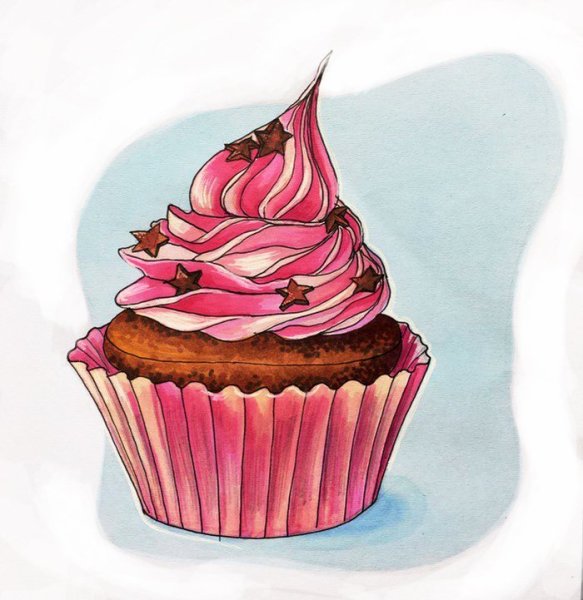 Капкейк скетч маркерами