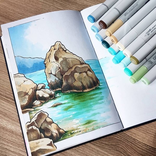 Пейзаж маркерами