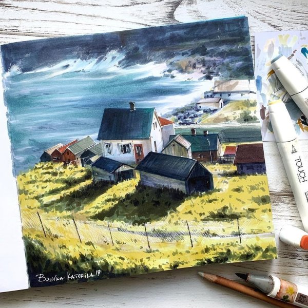 Пейзаж маркерами