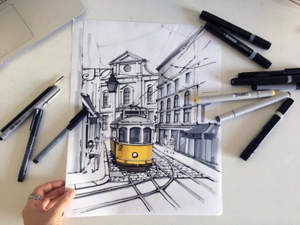 Интерьерный скетчинг маркерами