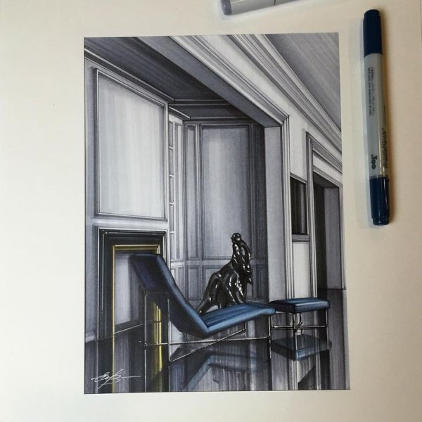 Портрет Фрида маркерами Copic