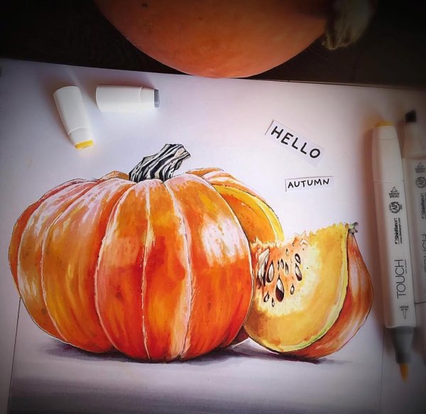 Тыква скетчинг маркерами