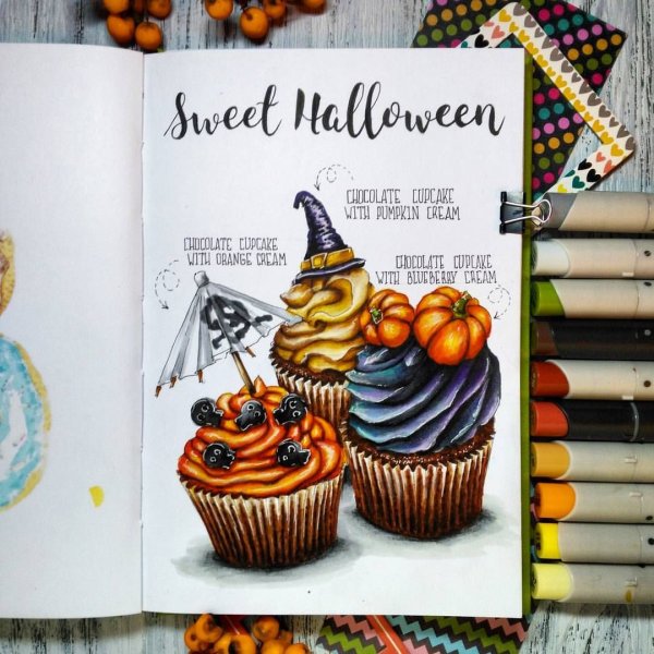 Хэллоуинские скетчи маркерами