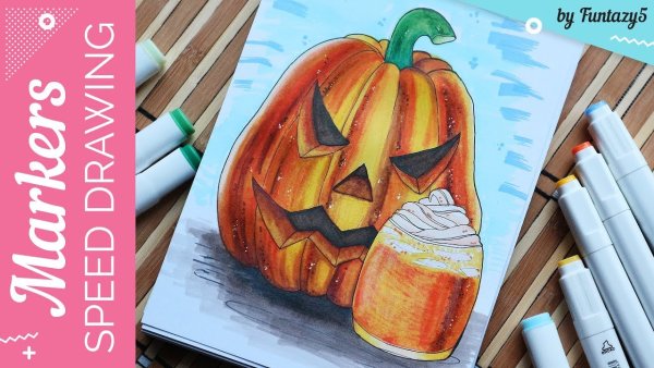 Тыква скетч фломастерами