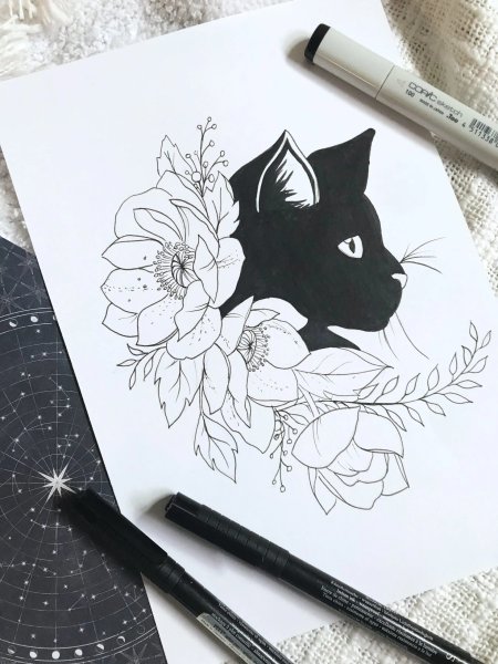 Рисунки маркером черным