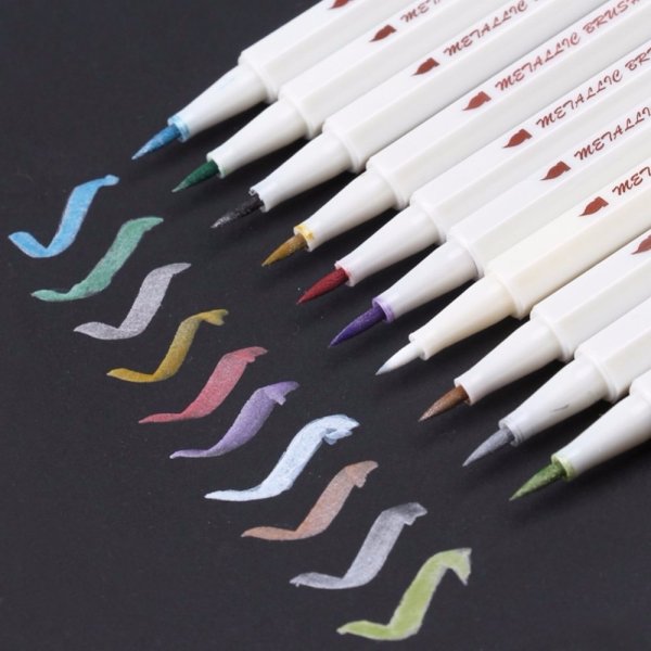 Набор ручек-кистей Brush Pen "Metallic Brush Pen" 10 цветов