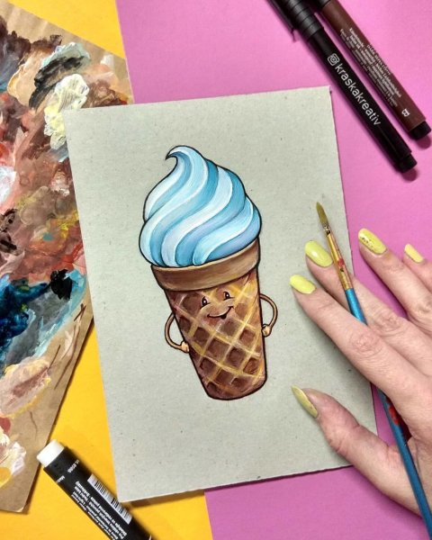 Мороженое маркерами для скетчинга