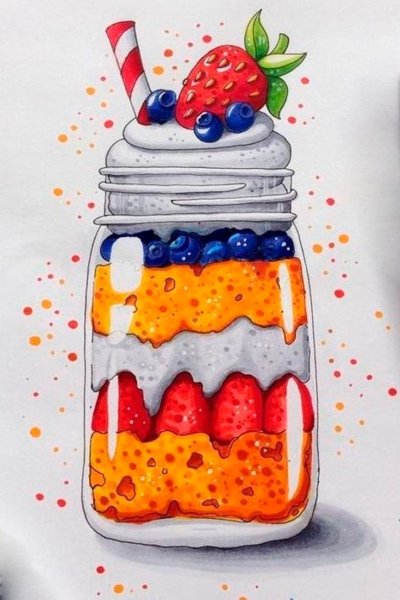 Рисунки маркерами еда