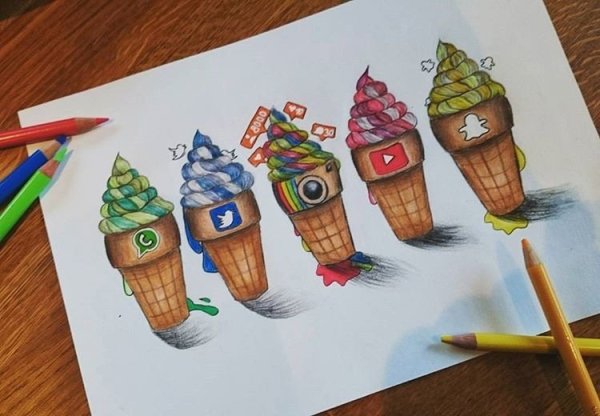 Скетч мороженое маркерами легко