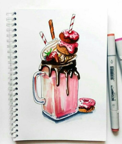 Рисование еды в скетчбуке