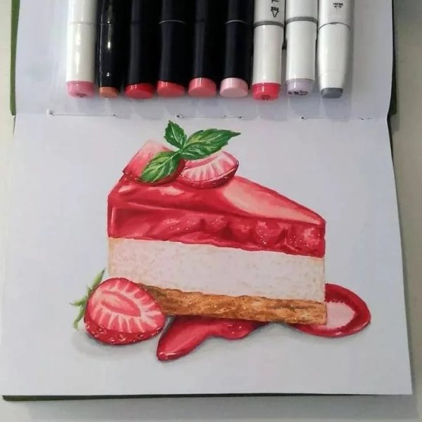 Рисунки десертов маркерами