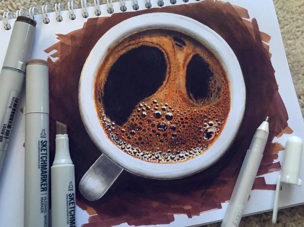 Чашка кофе маркерами