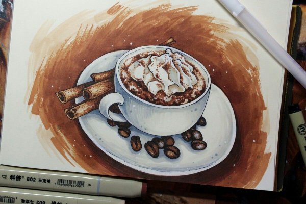 Скетчинг маркерами кофе