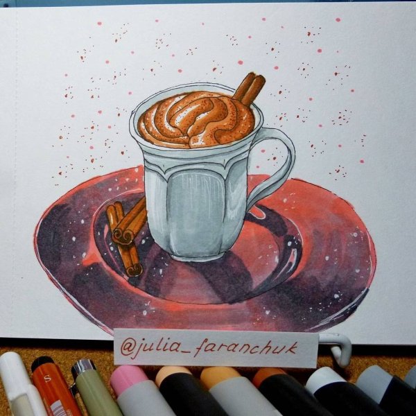 Скетчинг маркерами кофе