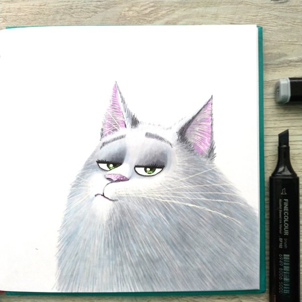 Рисунки маркерами котики