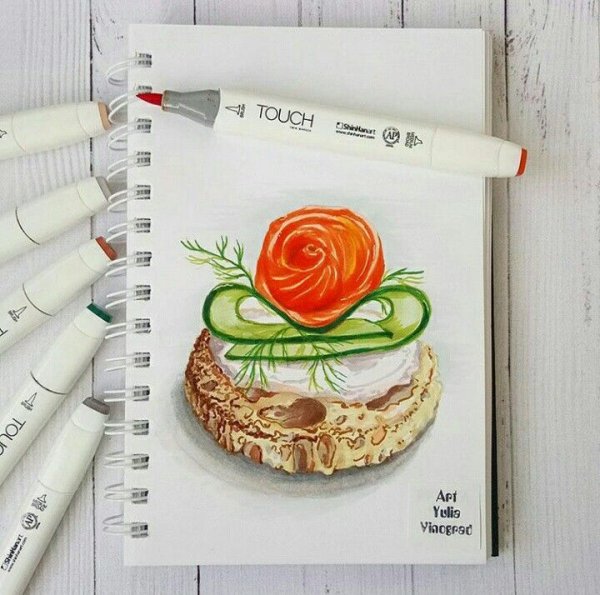 Скетчбук для рисования маркерами еда