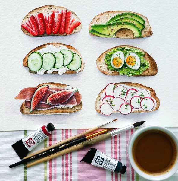 Рисование еды в скетчбуке