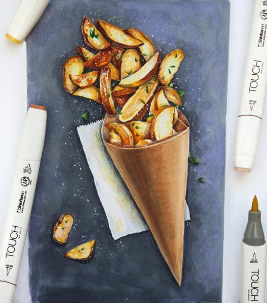 Скетчинг маркерами еда