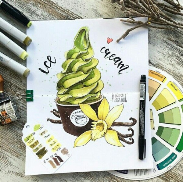 Рисунки маркерами еда