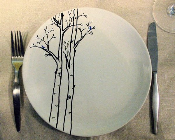 Роспись тарелок маркерами