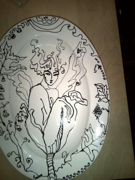 Тарелки черные с рисунком