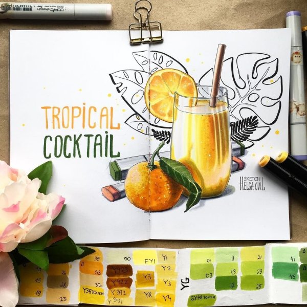 Лимон скетч маркерами