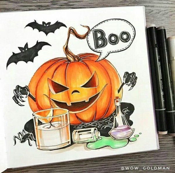 Рыба кит фломастерами