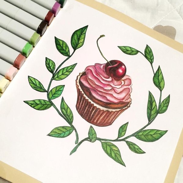 Рисунки маркерами еда