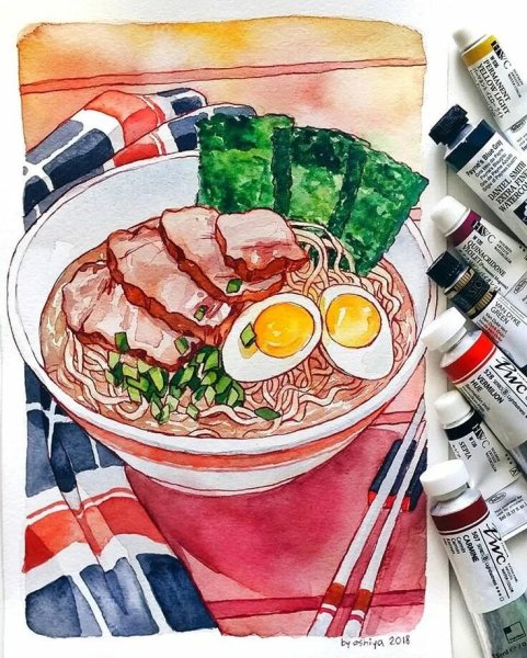 Скетч маркерами рамен