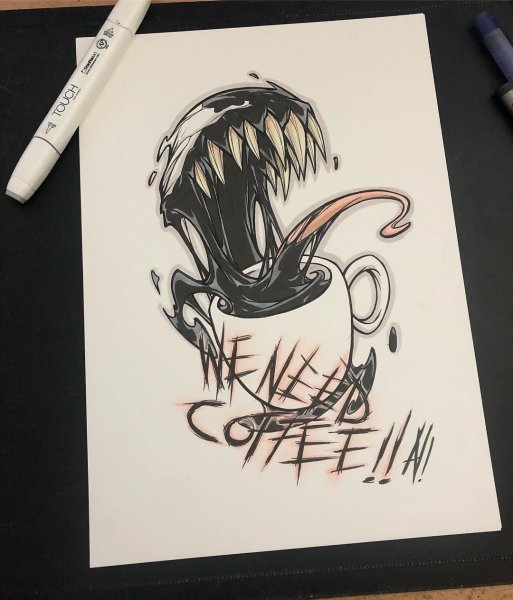Крутые рисунки черным фломастером