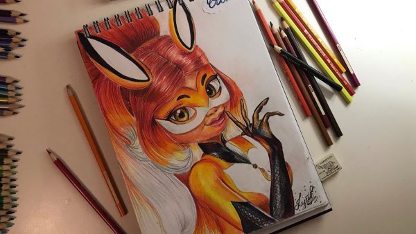 Леди баг и супер кот цветными карандашами